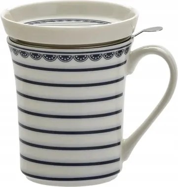 Porcelán teásbögre fedő szűrő csíkok 300 ml