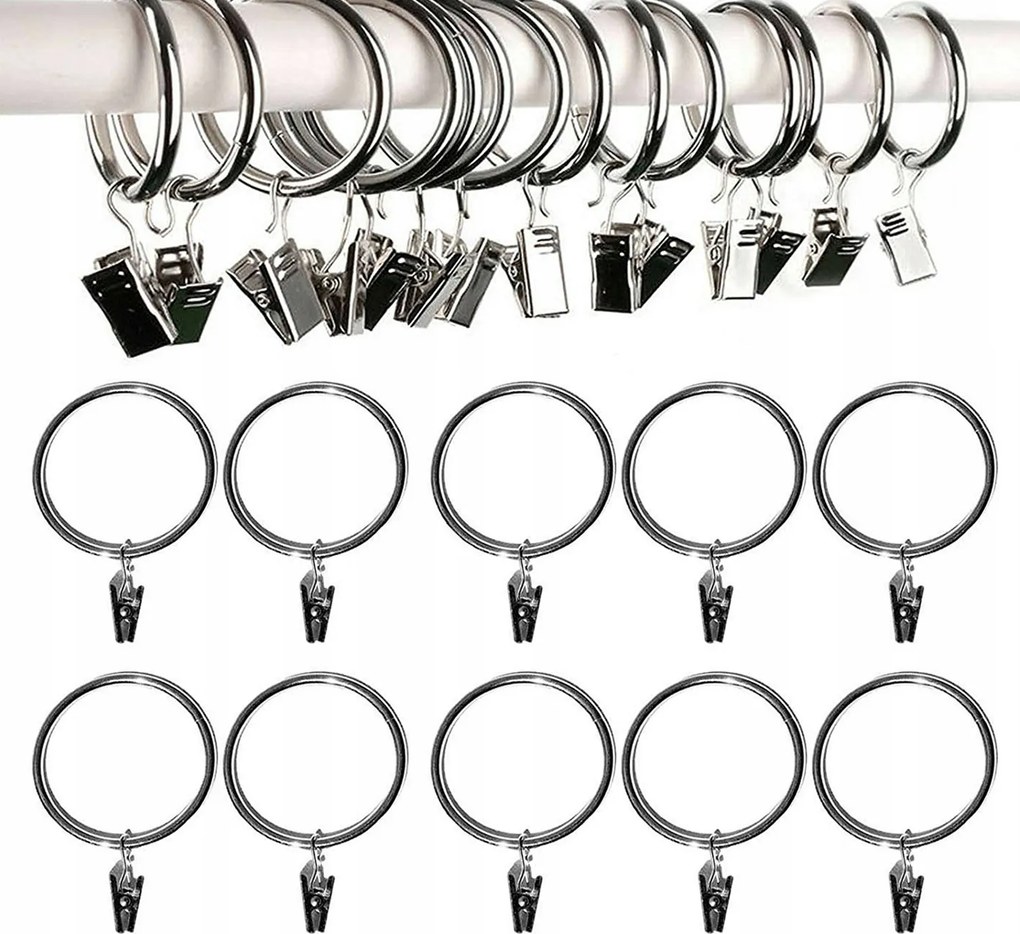 10X Békás Fém Karnis Karika Ezüst 3CM Szett