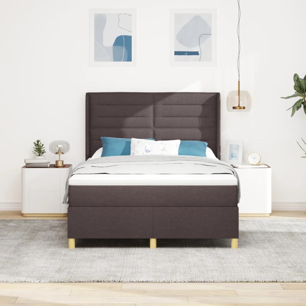 Boxspringágy Matraceval Sötétbarna 140x190 cm Szövet