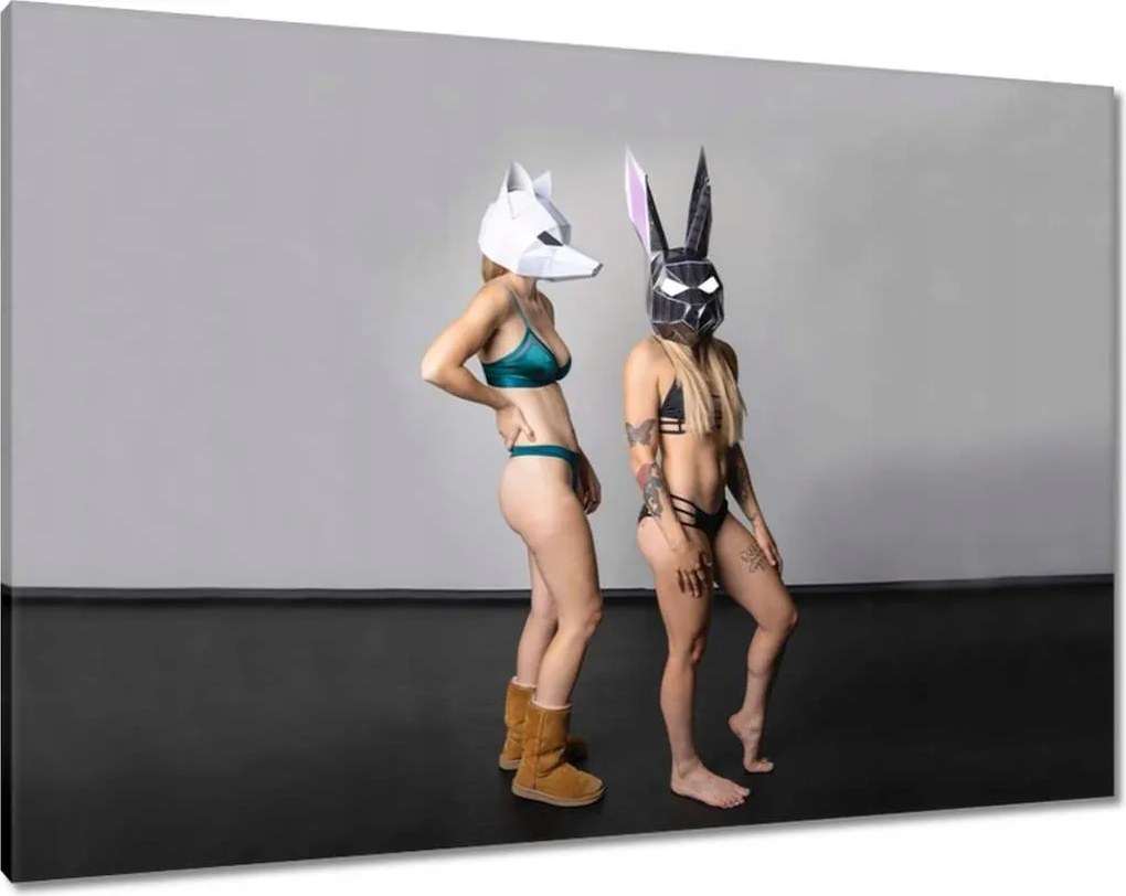 Vászonkép 100x70 Lányok Nyuszik