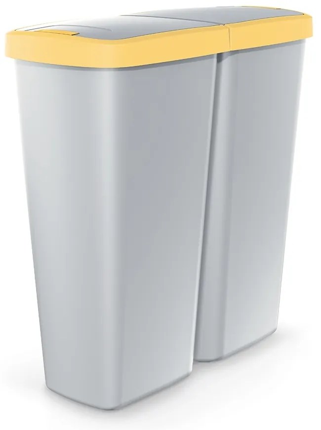 Szürke DUO szemetes, 50 l, sárga / szürke