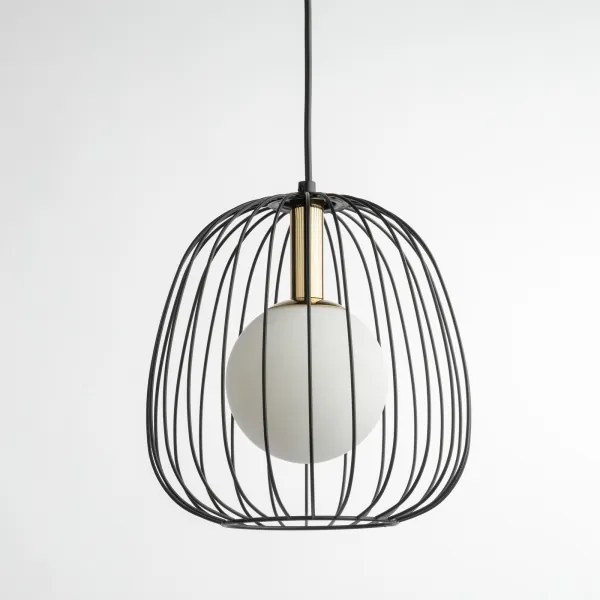 Csillár zsinóron BELL 1xG9/12W/230V átm. 24 cm fekete/arany