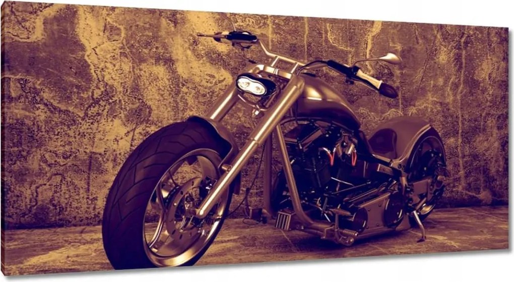Vászonkép 115x55 Motorkerékpár szépia színben