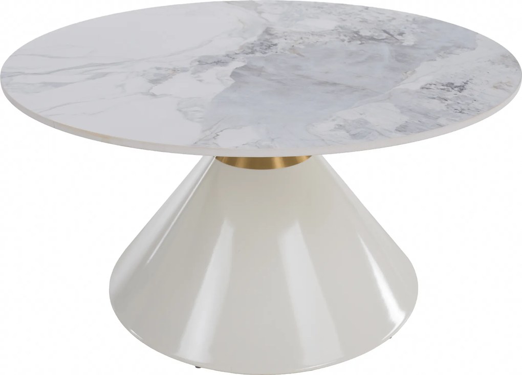 Dohányzóasztalok, 2 db-os szett, fehér márvány/fehér/arany, acél, MABUZ