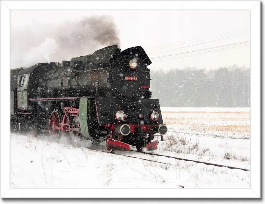Poszterek keretben 40x30 Vonat Ol49-59 télen