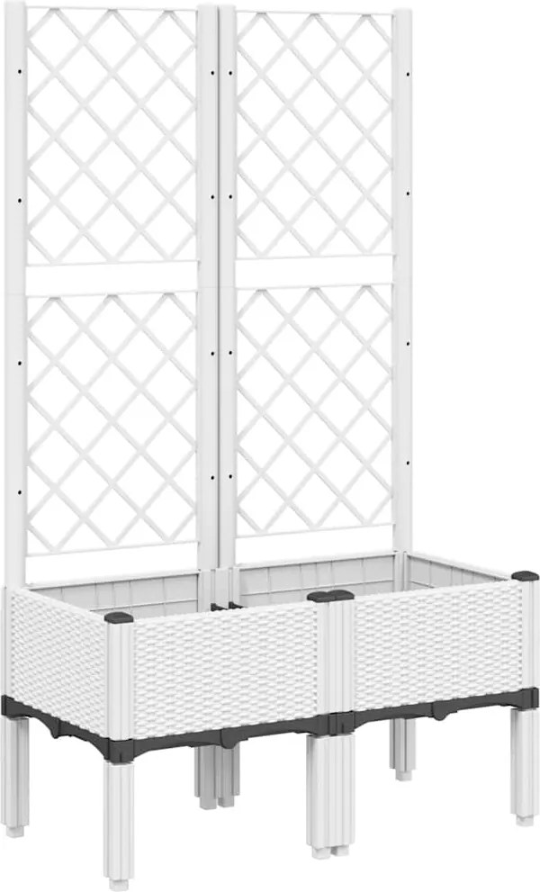 vidaXL fehér PP rácsos kerti ültetőláda 80 x 40 x 142 cm