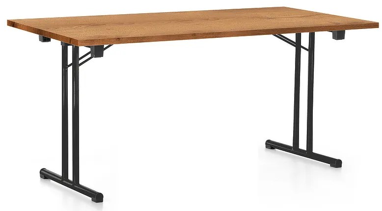 Összecsukható asztal 160 x 80 cm, fekete lábak, arany tölgy