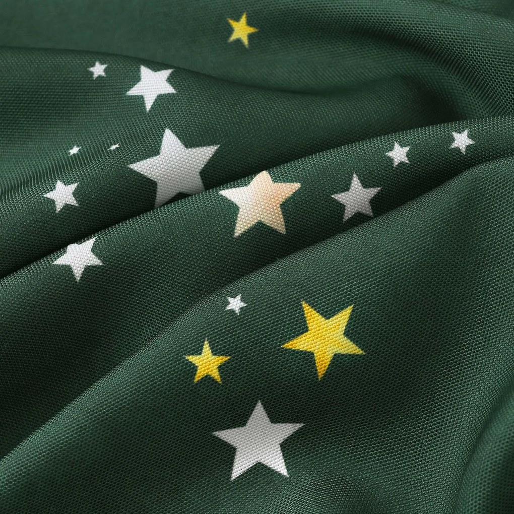 Goldea karácsonyi dekoratív drapéria - csillagok zöld alapon 240x150 cm