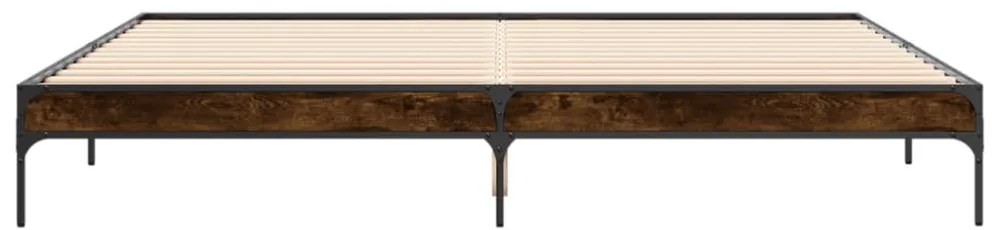 füstös tölgyszínű szerelt fa és fém ágykeret 200 x 200 cm