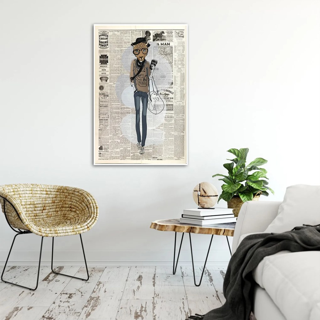 Gario Poszter Absztrakt leopárd egy újság hátterén A keret színe: Fehér, Méret: 20 x 30 cm