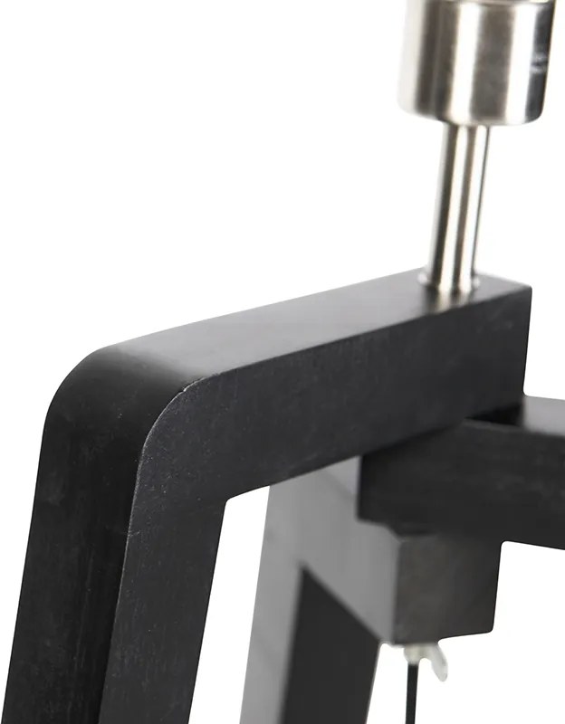 Állólámpa fekete háromlábú levélmintás lámpabúrával és arany belsővel 50cm - Puros