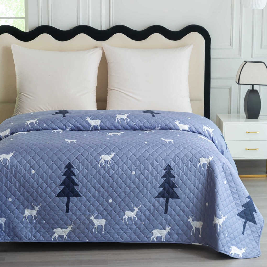 DEER AND TREE szürkéskék ágytakaró Méret: 220 x 240 cm