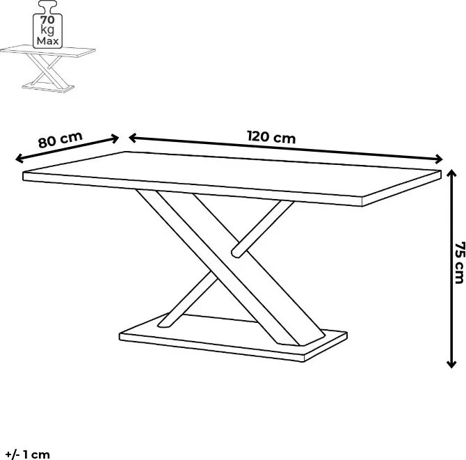 Bővíthető étkezőasztal 120–160x80 cm, MDF, fehér, HT-510 WT
