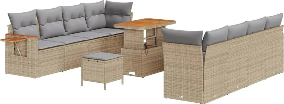 vidaXL Kerti Kanapé Szett párnával 11 pcs Beige és Világosszürke