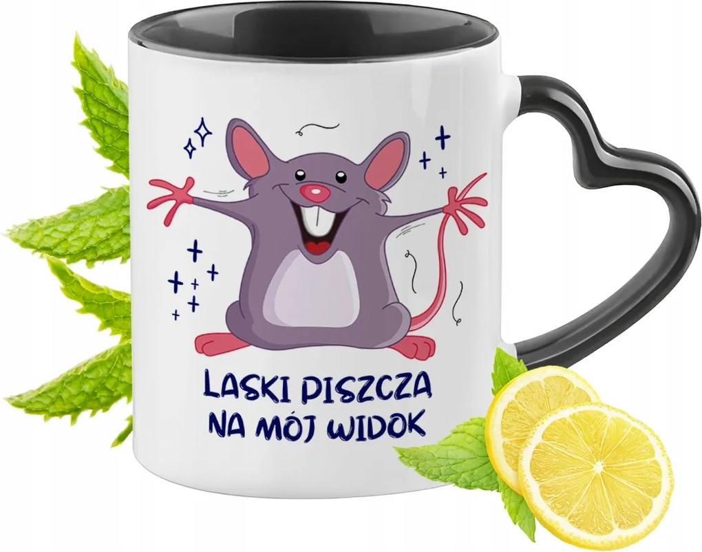 Vicces Bögre Fekete Szív Alakú Füllel Ajándék