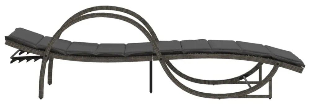 szürke polyrattan napozóágy párnával 60x199x42 cm