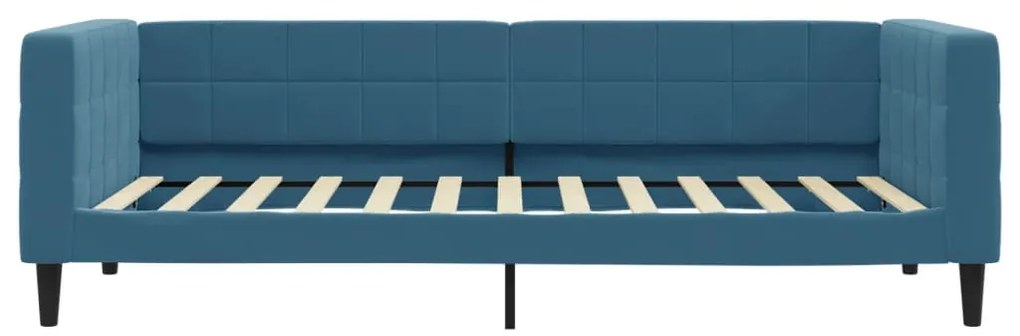 kék kihúzható bársony heverő 90 x 200 cm