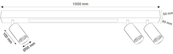 LED Mennyezeti lámpa PÁRIZS LED/24W/230V + 3xGU10/10W fekete