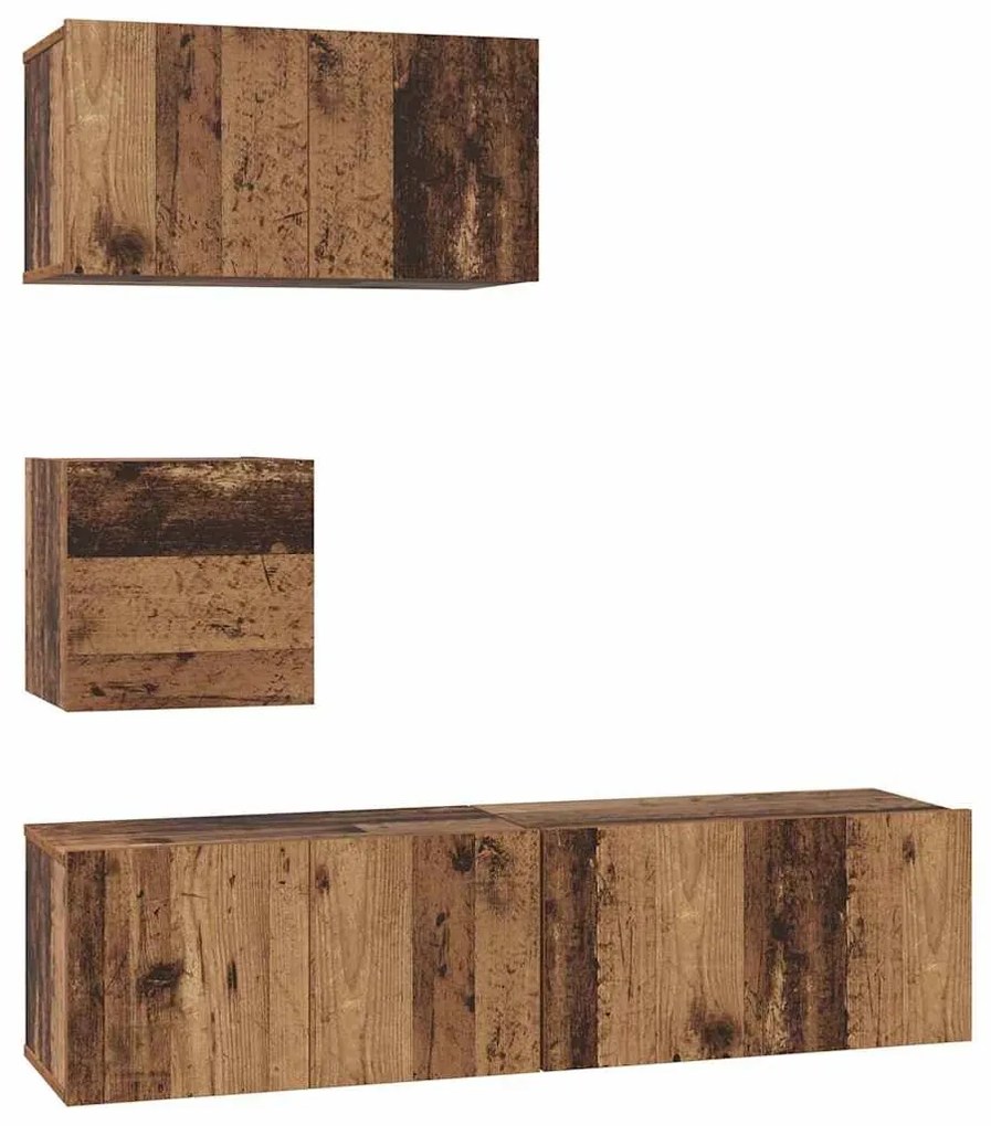 TV szekrény garnitúra 4 pcs Régi fa 60 x 30 x 30 cm Faanyag