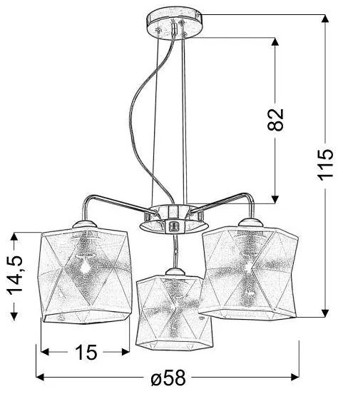 Csillár zsinóron NOSJA 3xE27/40W/230V