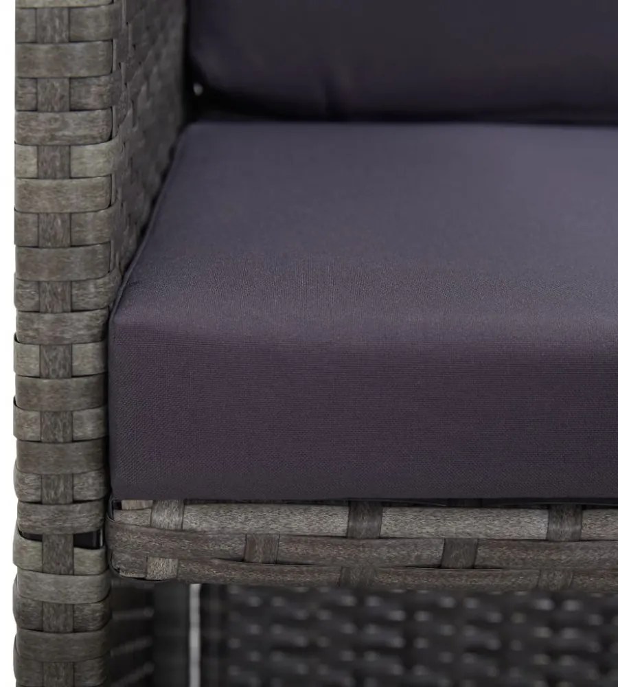 13 részes antracitszürke polyrattan és akácfa étkezőszett