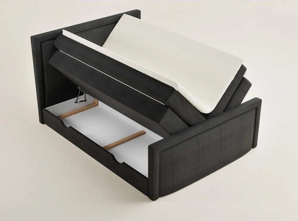 Antracitszürke ágyneműtartós boxspring ágy 200x200 cm Fresco – Maison de Rêve