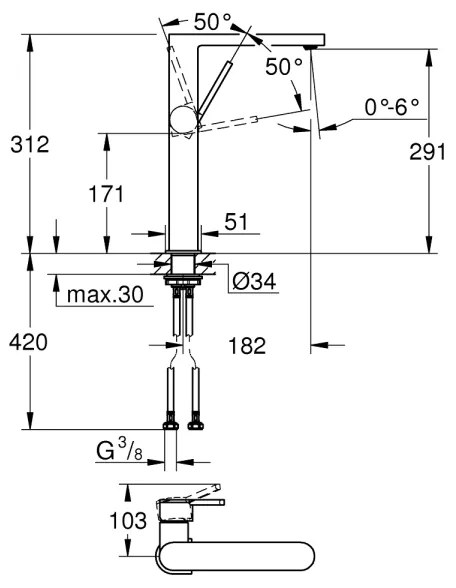 GROHE 32618003 - Mosdócsaptelep PLUS XL fényes króm