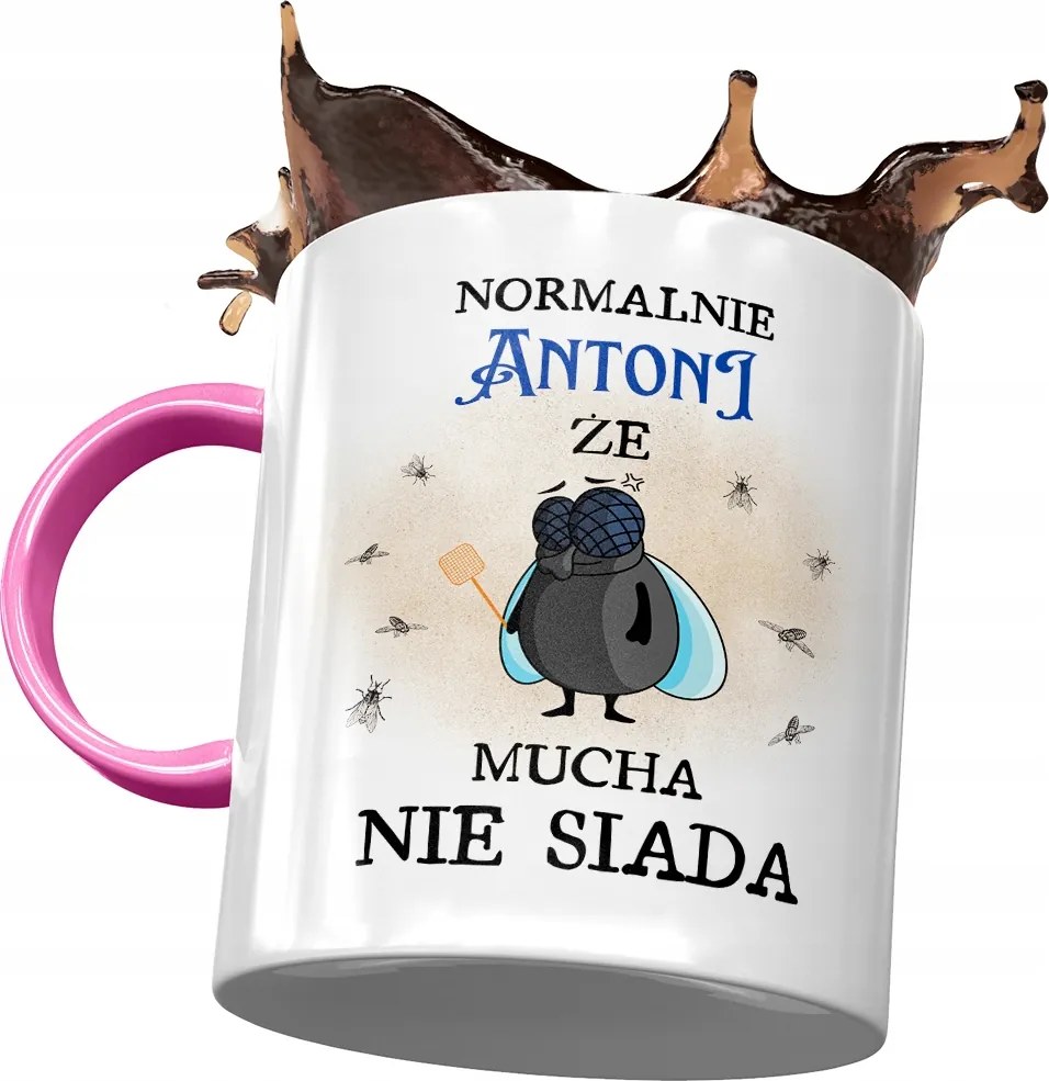 Rózsaszín bögre Antal kollégának Ajándék fényképes nyomtatással