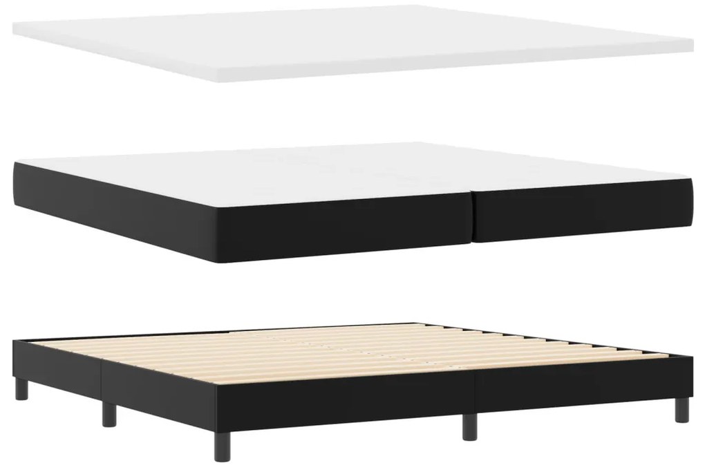 fekete boxspring ágy matraccal, 200 x 200 cm, műbőr