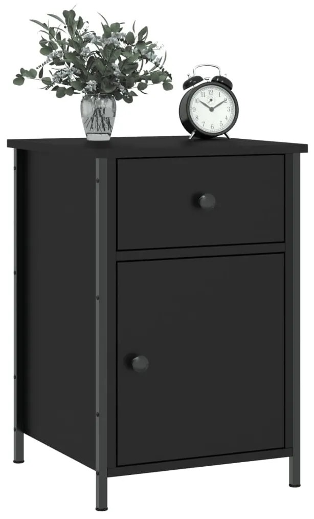 2 db fekete szerelt fa éjjeliszekrény 40 x 42 x 60 cm
