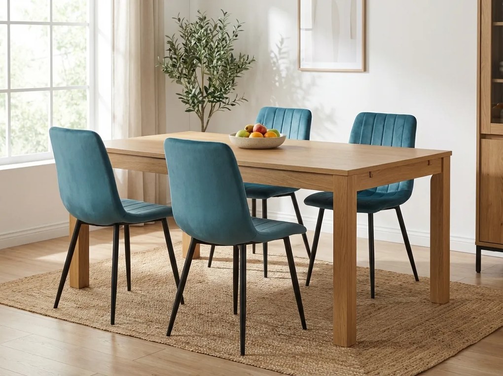 Petrolkék bársony szék LAVA PETROL BLUE fekete lábakkal