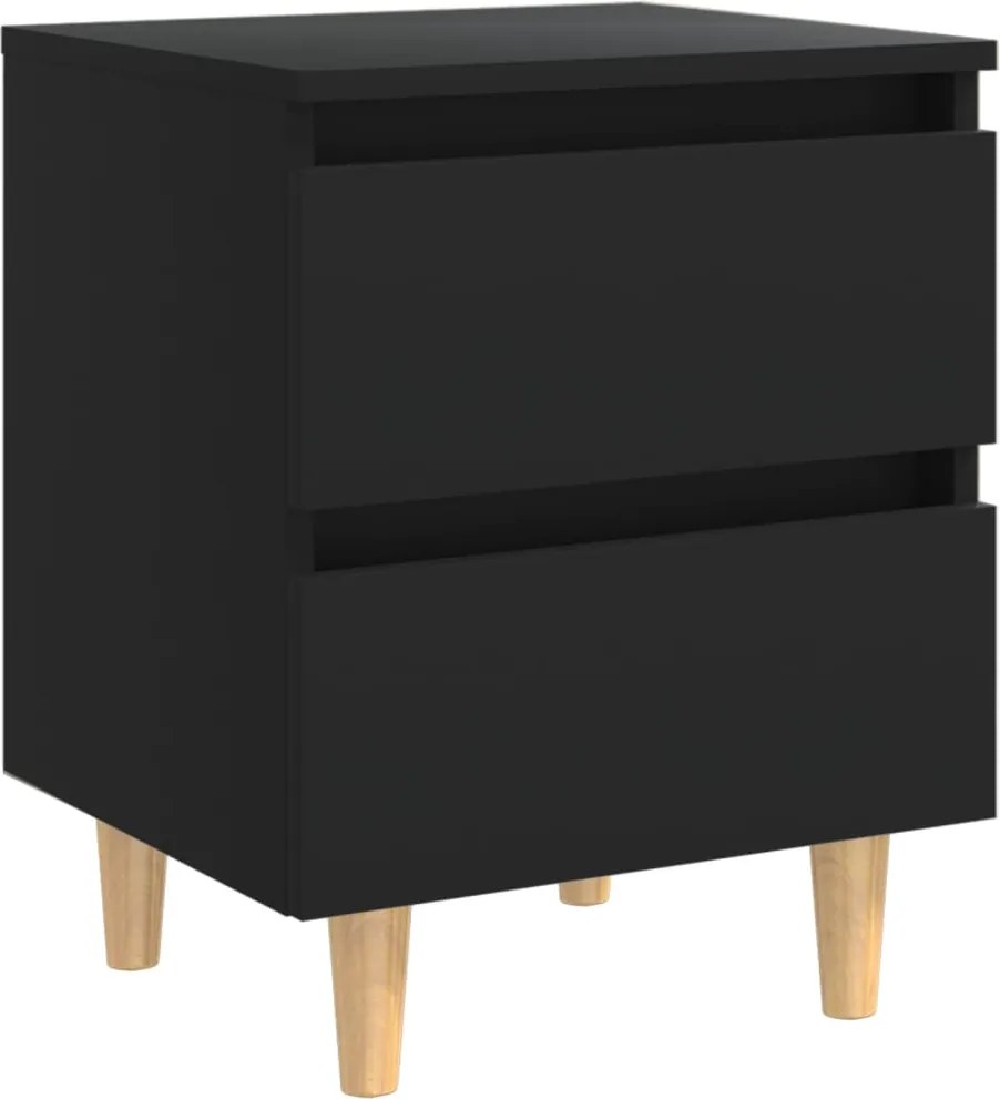 vidaXL fekete éjjeliszekrény tömör fenyőfa lábakkal 40 x 35 x 50 cm