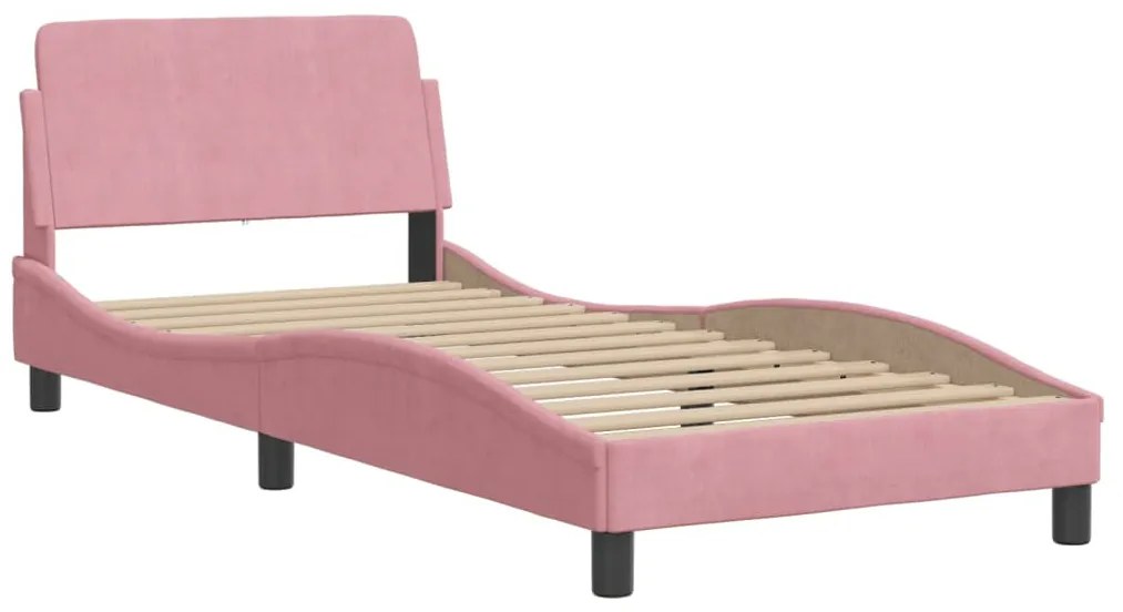 vidaXL rózsaszín bársony ágykeret LED-ekkel matrac nélkül Hanko 80 x 200 cm