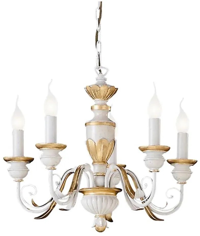 Ideal Lux - Csillár láncon FIRENZE 5xE14/40W/230V átm. 55 cm fehér/arany