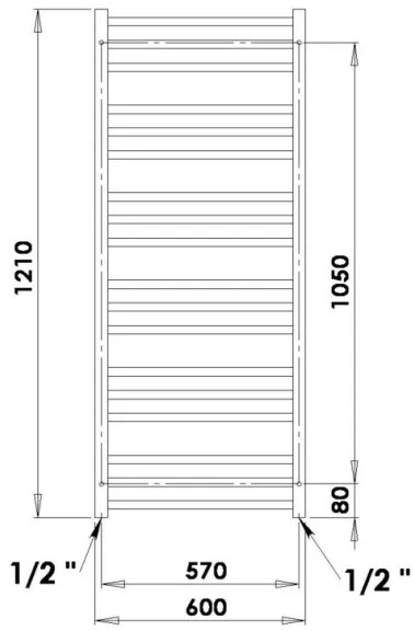 P.M.H. AV4B - AVENTO fürdőszobai törölközőszárító radiátor 567 W, 121 cm, fekete