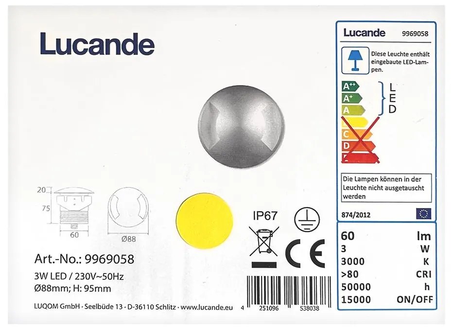 Lucande - LED Kültéri beépíthető lámpa HELENE LED/3W/230V IP67