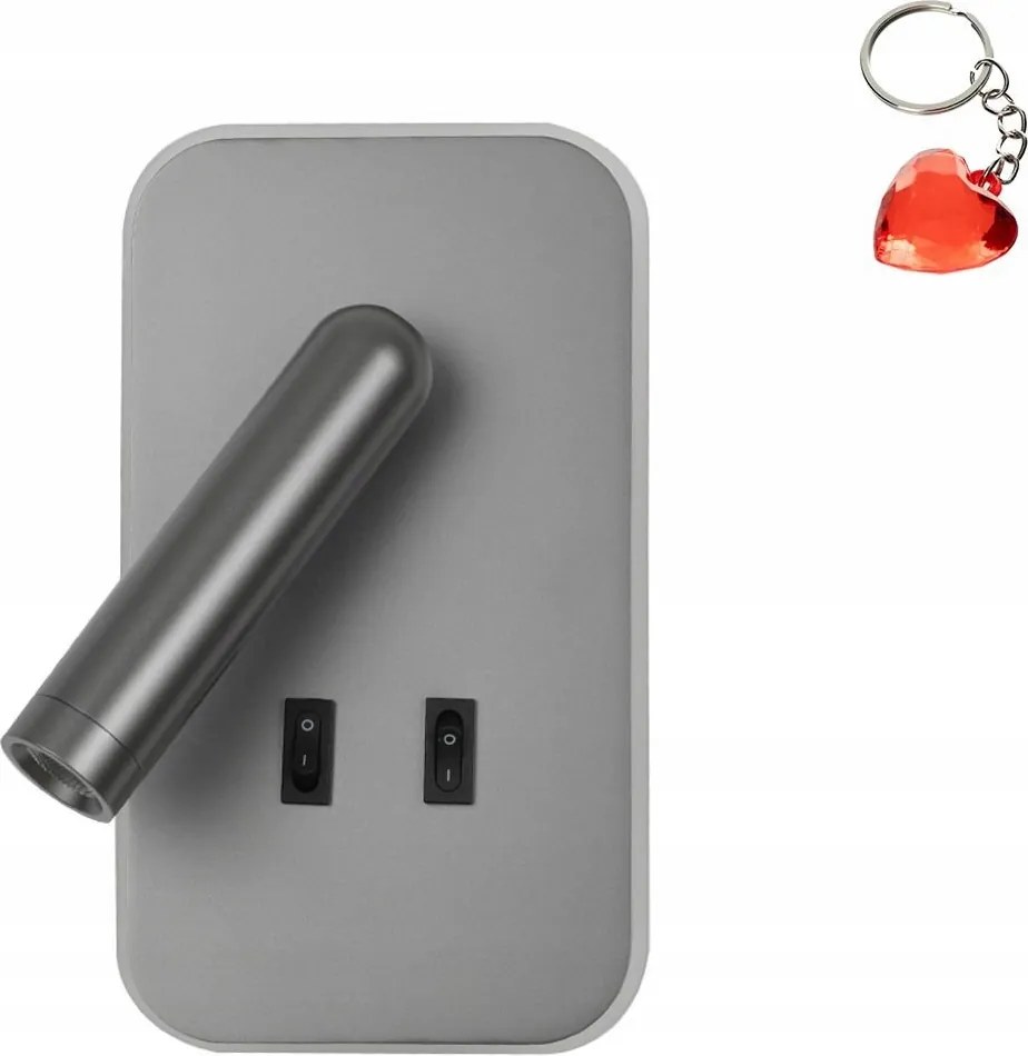 8W-os Led fali lámpa reflektorral és kapcsolóval Doria WL-83957-1-GR Italux