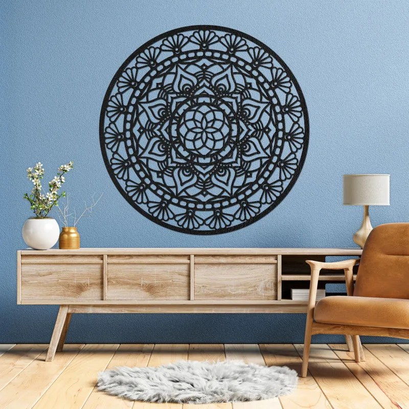 Elegáns, fából készült mandala, az élet virága - AFORDI