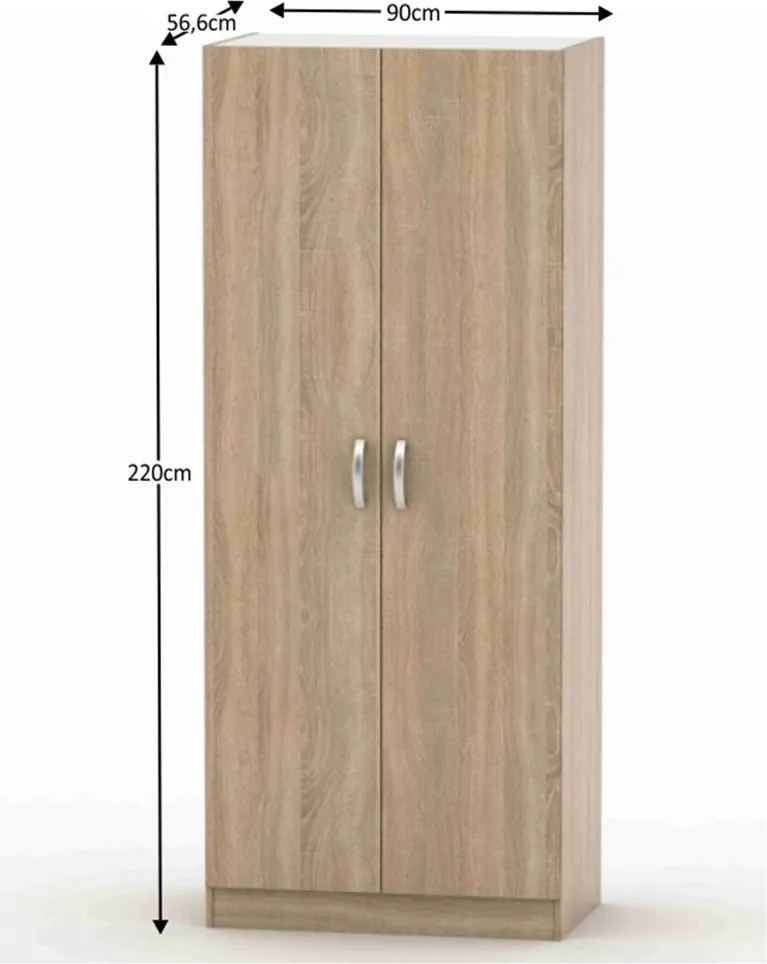 2-ajtós szekrény, tölgy sonoma, BETTY 2 BE02-002-00