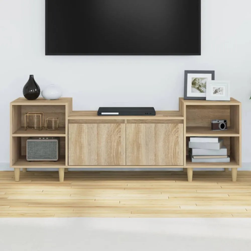 sonoma tölgyszínű szerelt fa TV-szekrény 160x35x55 cm