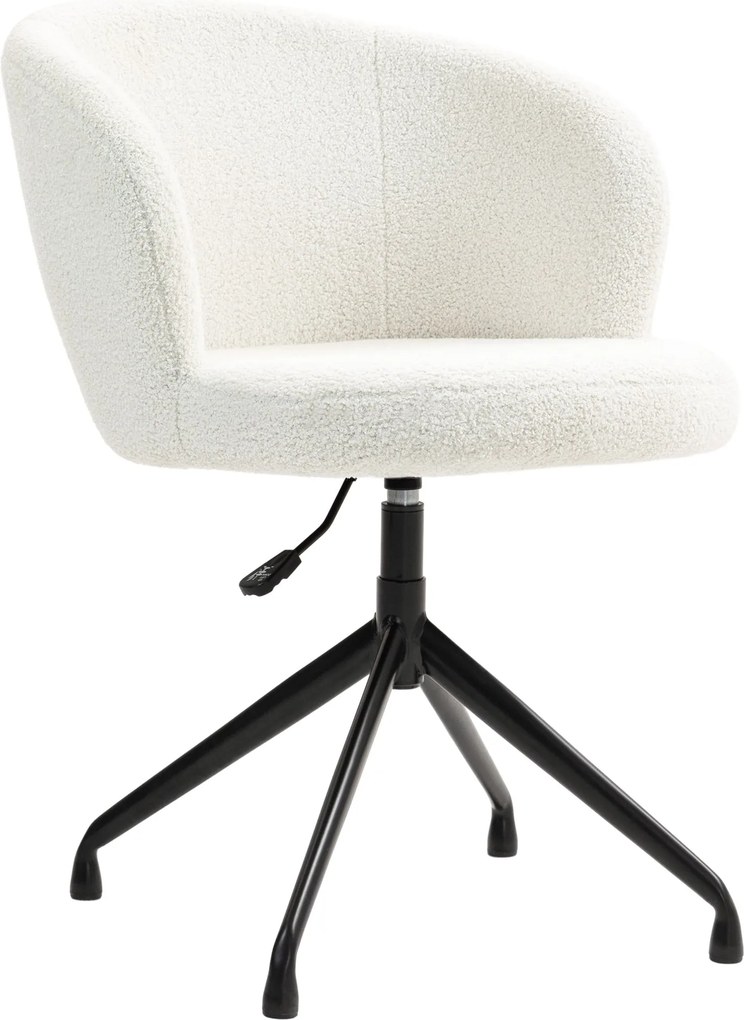 HOMCOM Ergonomikus Irodai Szék, Íróasztali Szék, Forgószék, Magasságállítható, 120 kg Teherbírású, Bouclé Szövet Kárpit, Fehér | Aosom