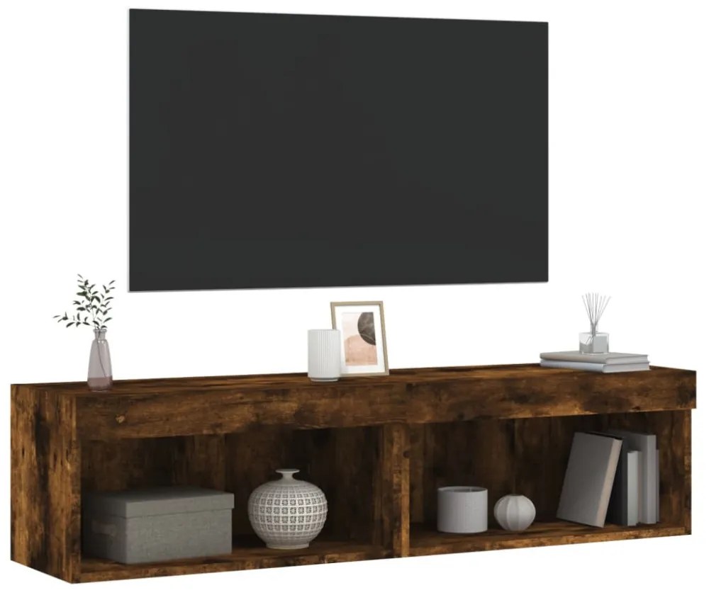 2 db füstös tölgy színű TV-szekrény LED-ekkel 60 x 30 x 30 cm