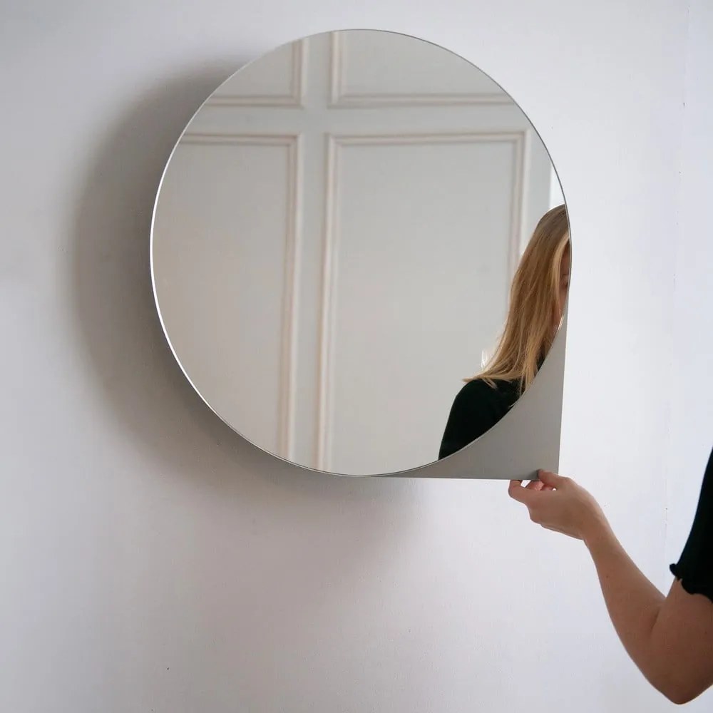 Szürkésbarna fém fali-tükrös fürdőszoba szekrény 55x55 cm Sonnet – Spinder Design