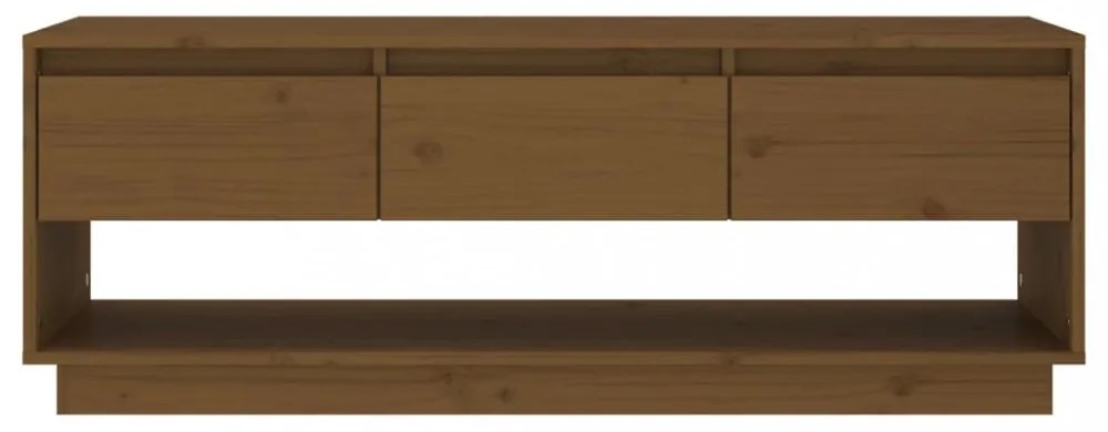 mézbarna tömör fenyőfa TV-szekrény 110,5x34x40 cm