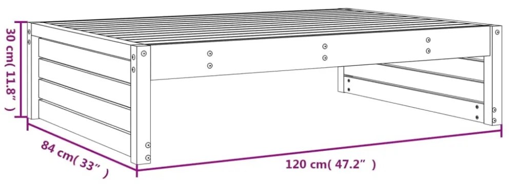 vidaXL tömör fenyőfa kerti lábzsámoly párnával 120x80 cm