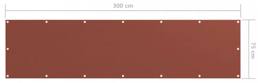 terrakotta oxford-szövet erkélyparaván 75 x 300 cm