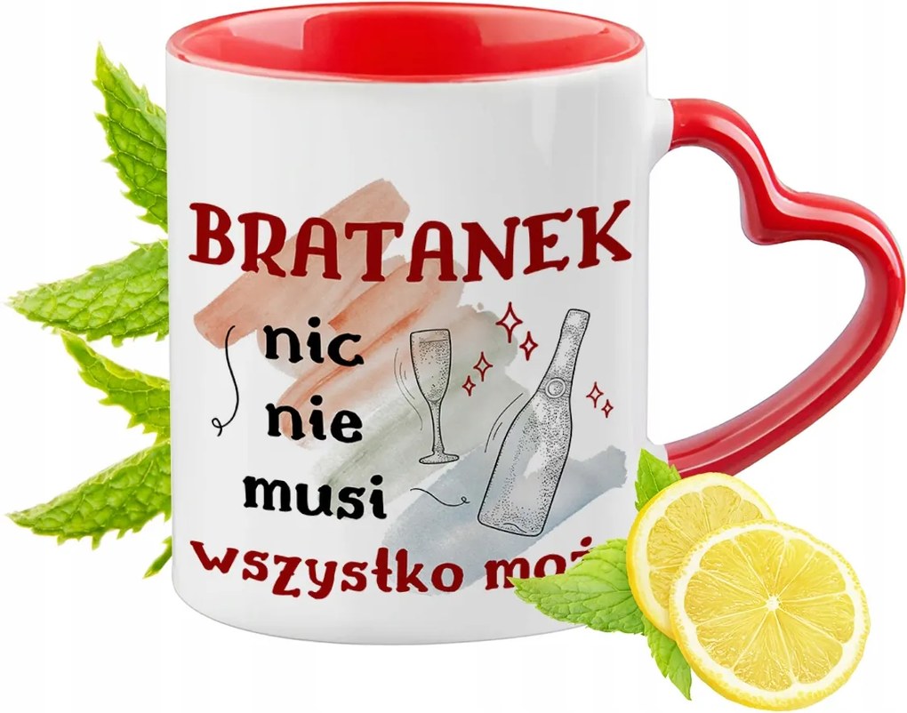 Árvácska Bögre Piros Szív Alakú Füllel Ajándék