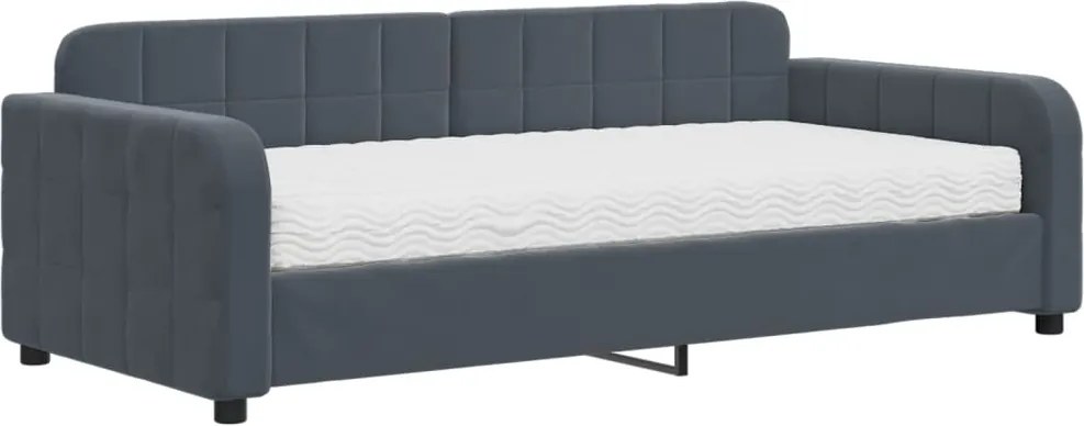 vidaXL sötétszürke bársony heverő matraccal 90 x 190 cm