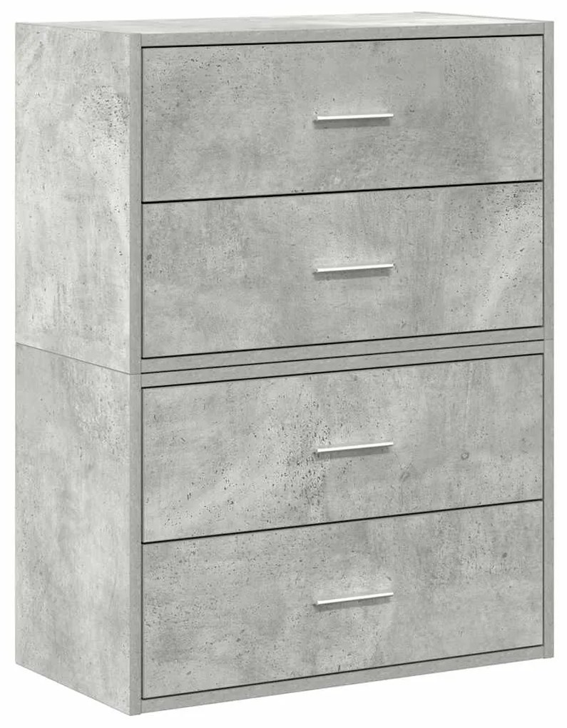 szekrények 2 fiókkal 2 db betonszürke 60x31x40 cm gépelt fa