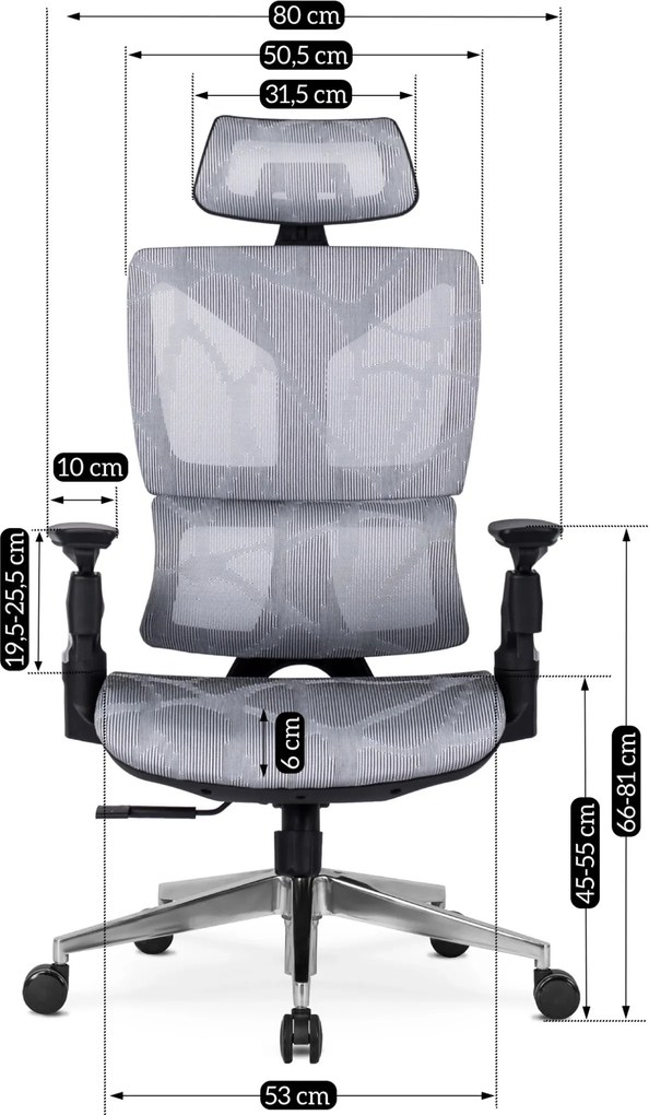 Forgószék ergonomikus kialakítással, szürke színben. MARTIN